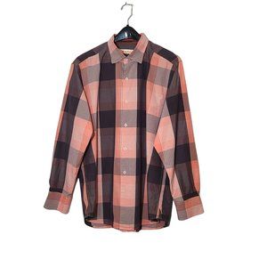 Tommy Bahama Men's Cotton Silk Plaid Button Down Shirt Sz L Orange Charcoal